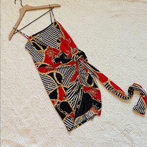 Elegant Nautical Print Mini Dress